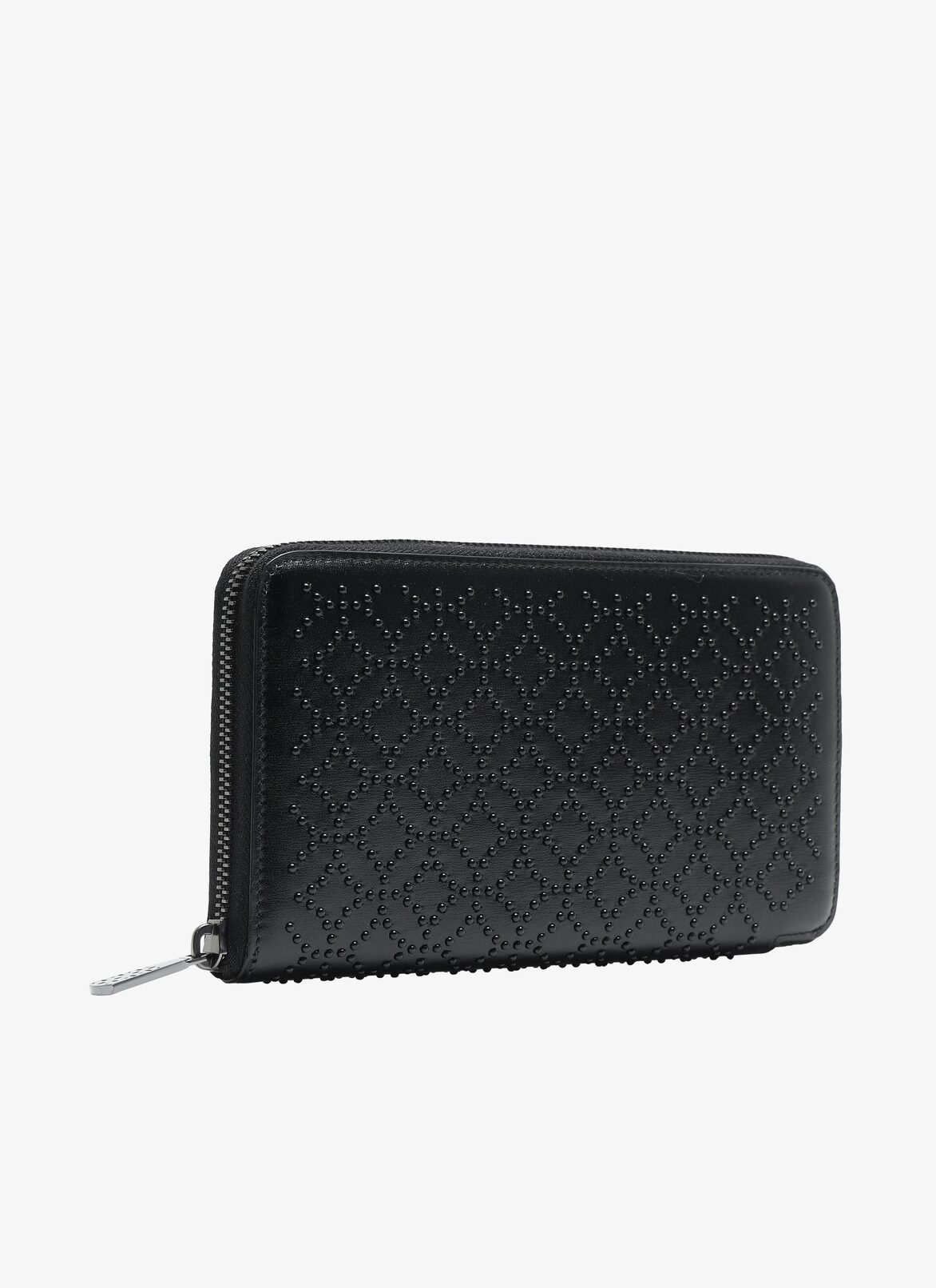 Zipped studded leather wallet ALAÏA BLACK ZIPPED STUDDED LEATHER WALLET